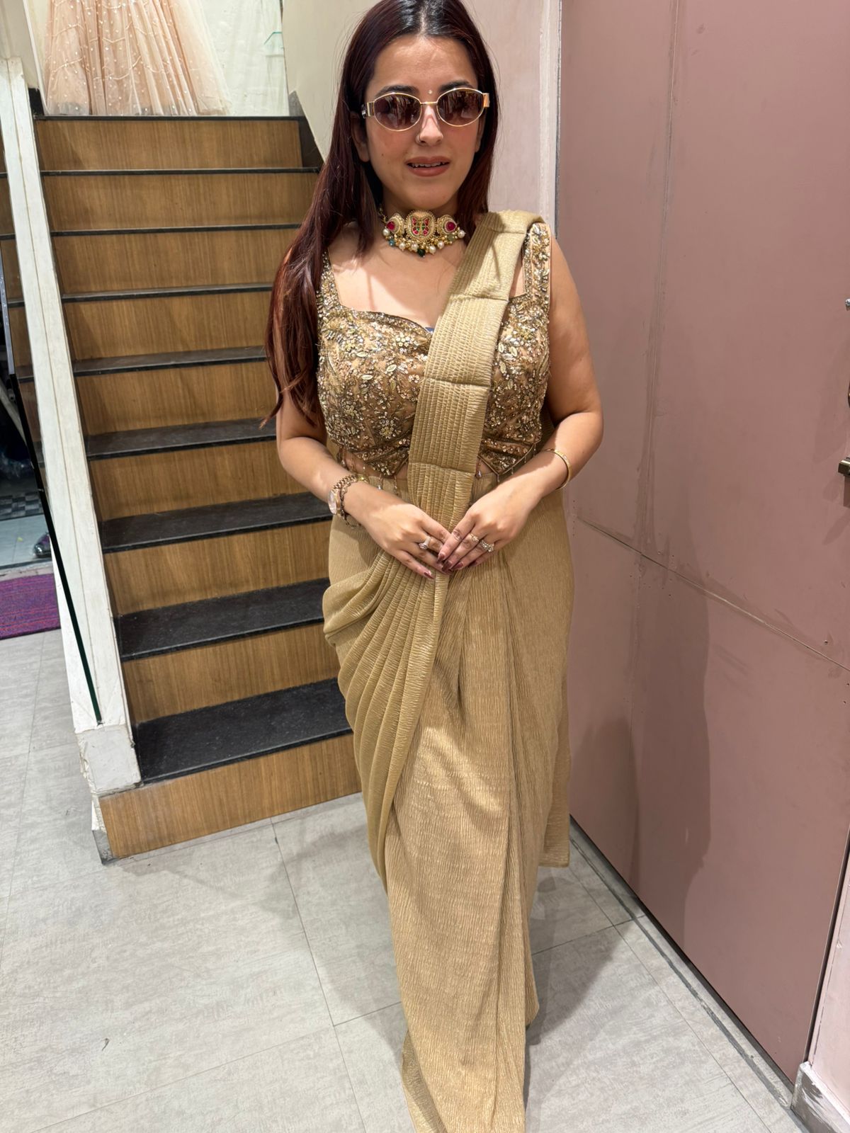 Mona Embellished Draped Saree Set