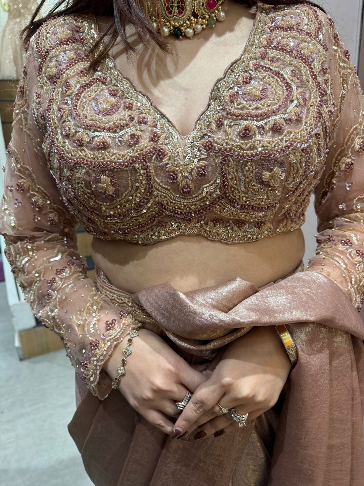 Regal Embroidered Draped Saree Set