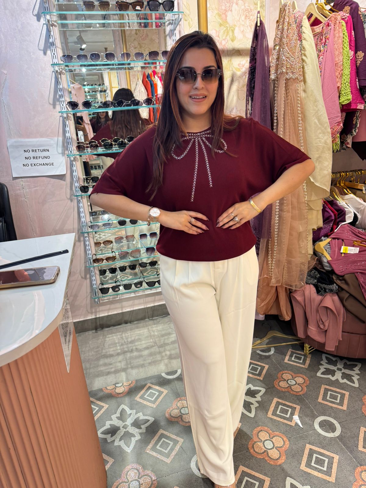 Crystal Bow Embellished Top