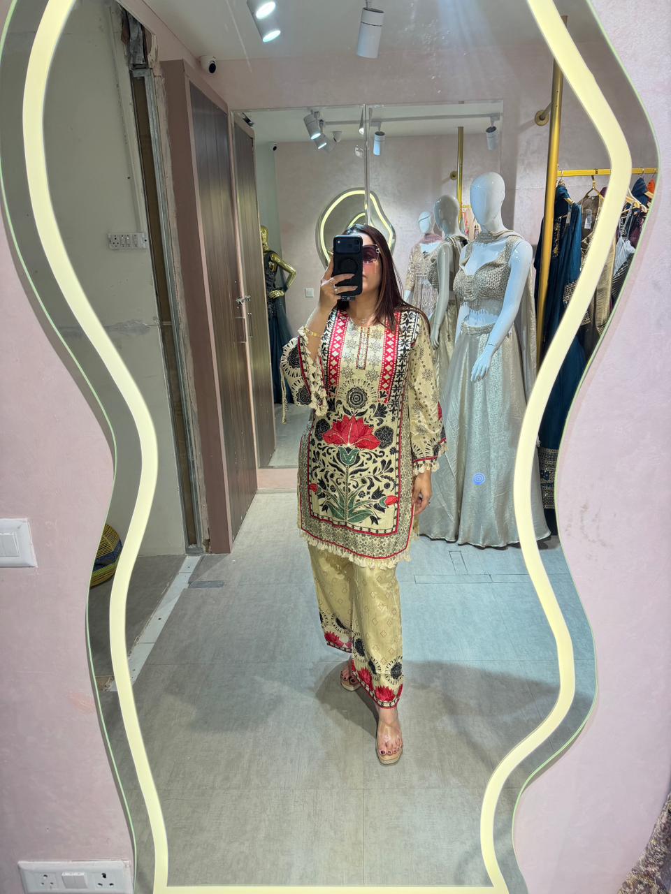 Vintage Lotus Print Coord Set