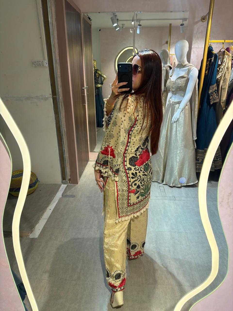 Vintage Lotus Print Coord Set