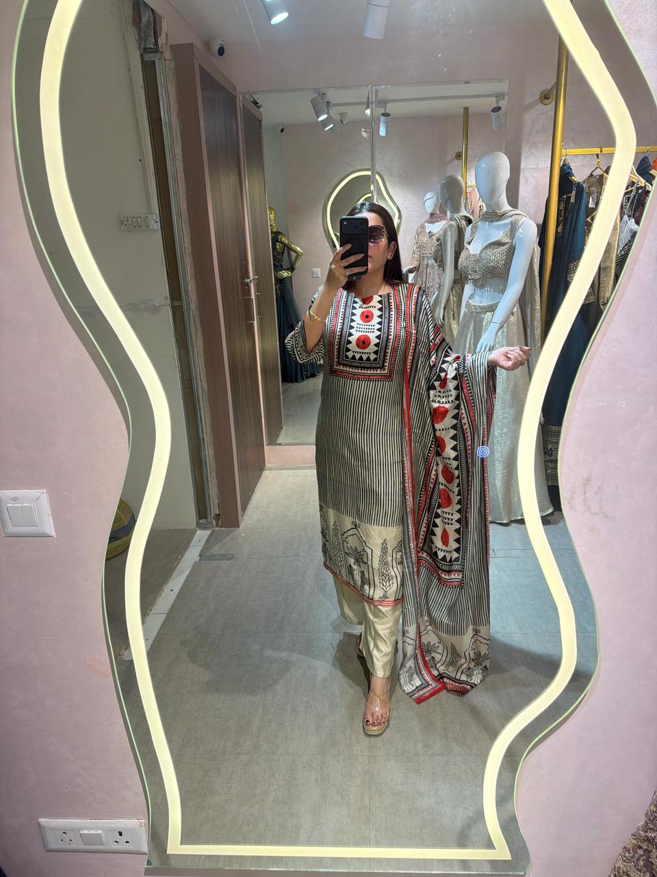 Noir Tribal Print Kurta Set