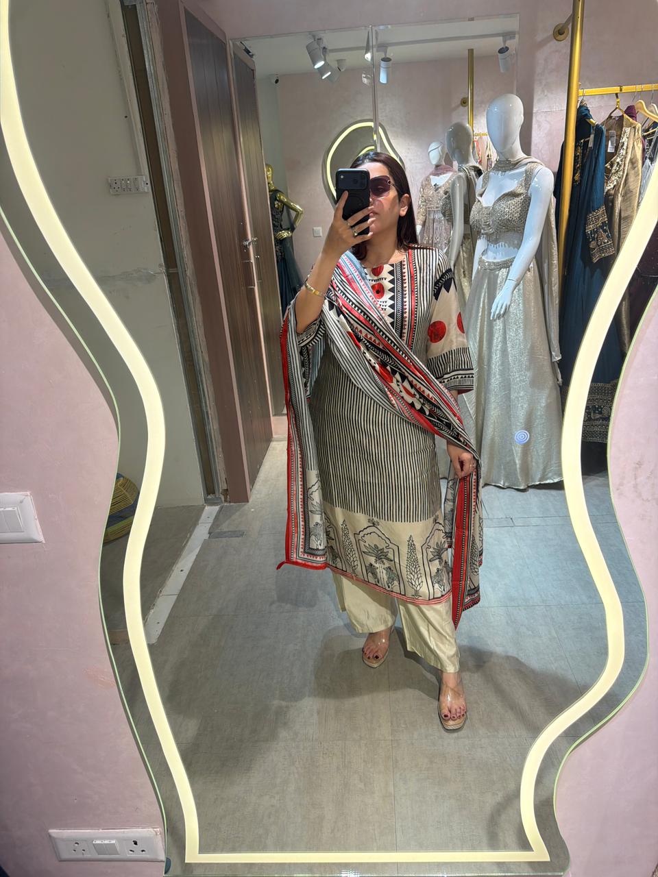 Noir Tribal Print Kurta Set