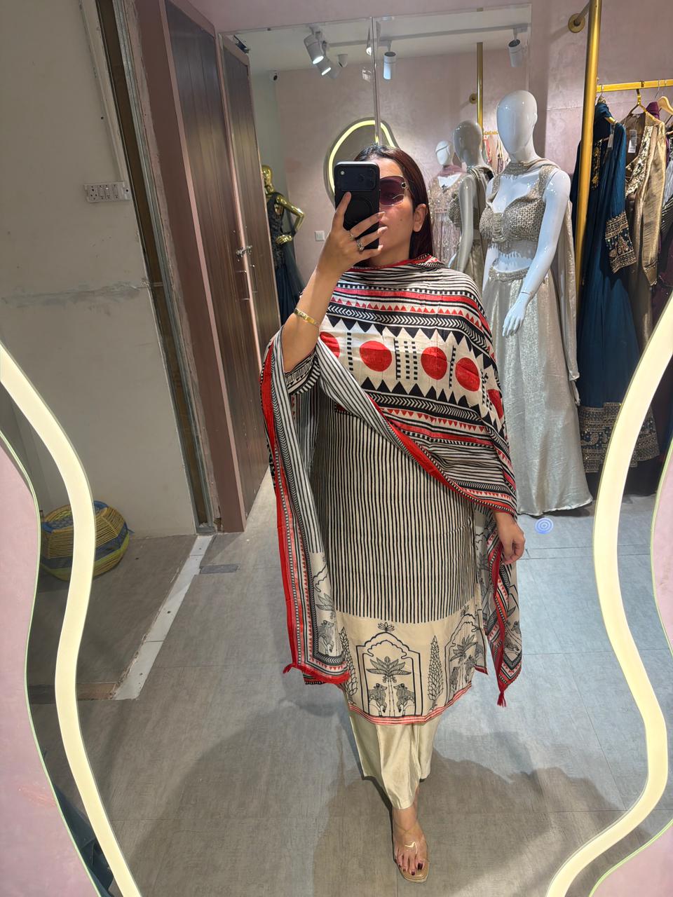 Noir Tribal Print Kurta Set