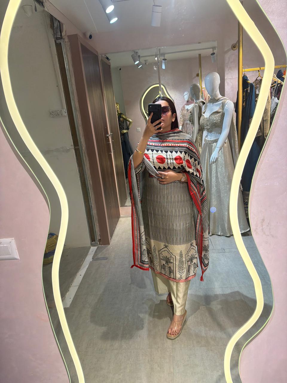 Noir Tribal Print Kurta Set