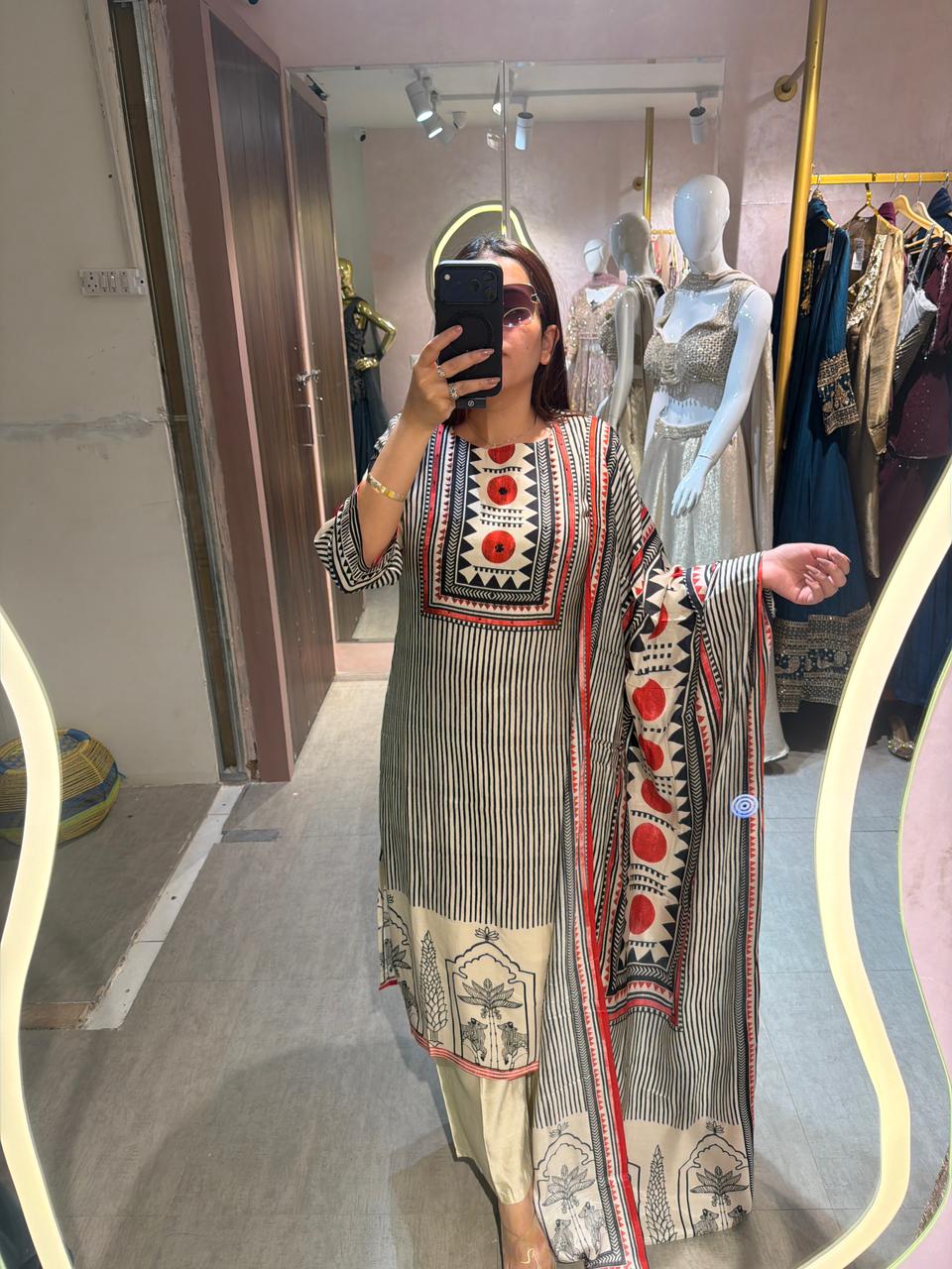 Noir Tribal Print Kurta Set