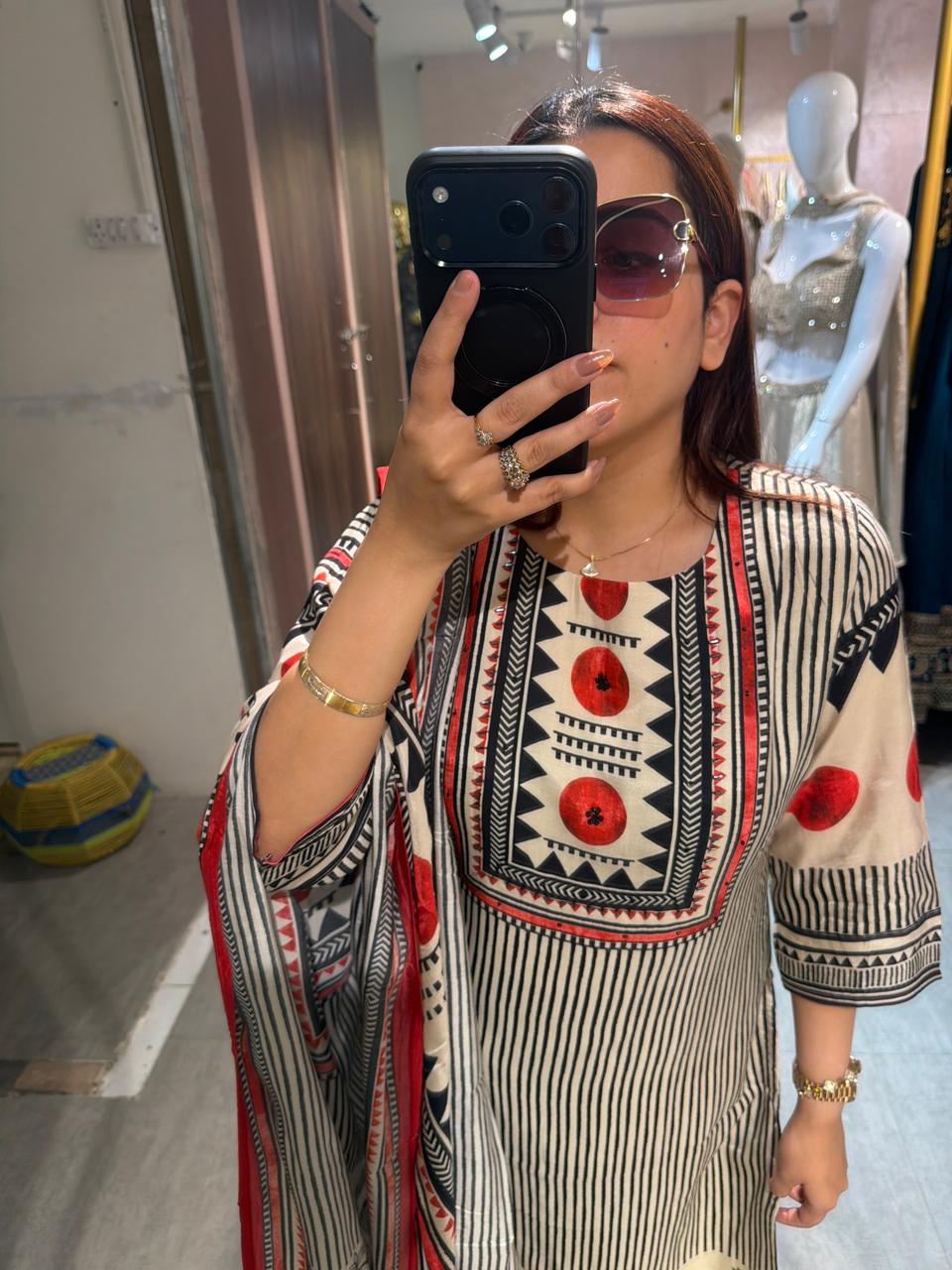 Noir Tribal Print Kurta Set