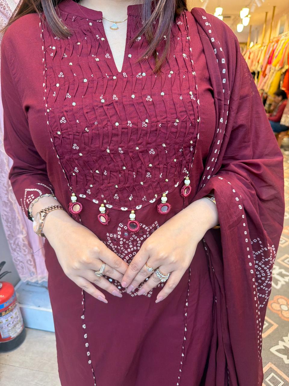 Ruby Bandhani Charm Suit Set