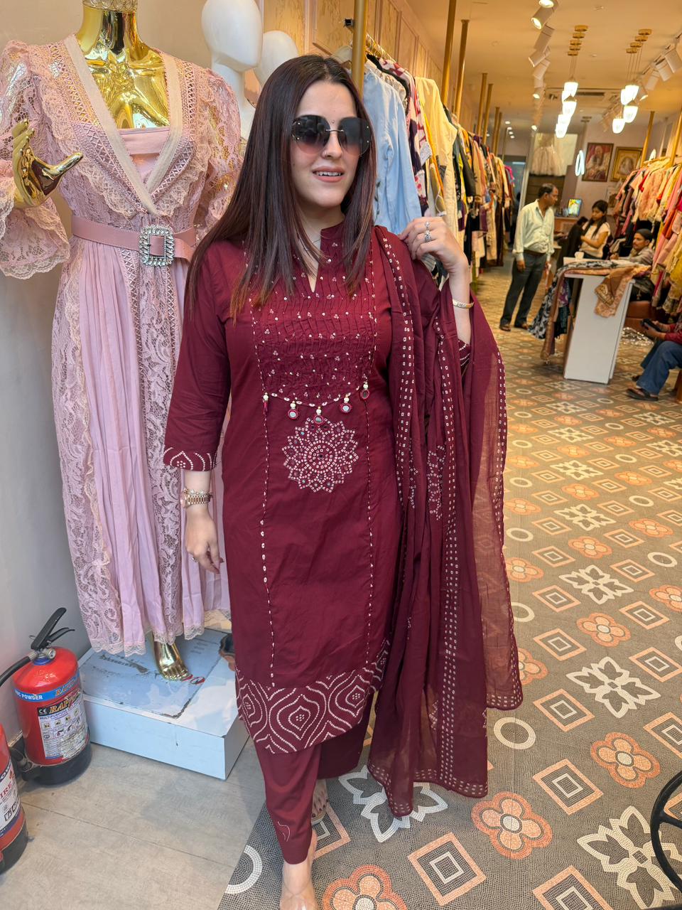 Ruby Bandhani Charm Suit Set