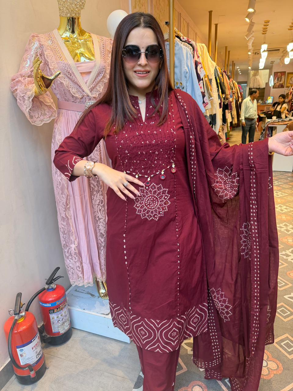 Ruby Bandhani Charm Suit Set