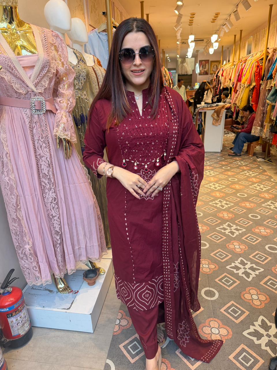 Ruby Bandhani Charm Suit Set