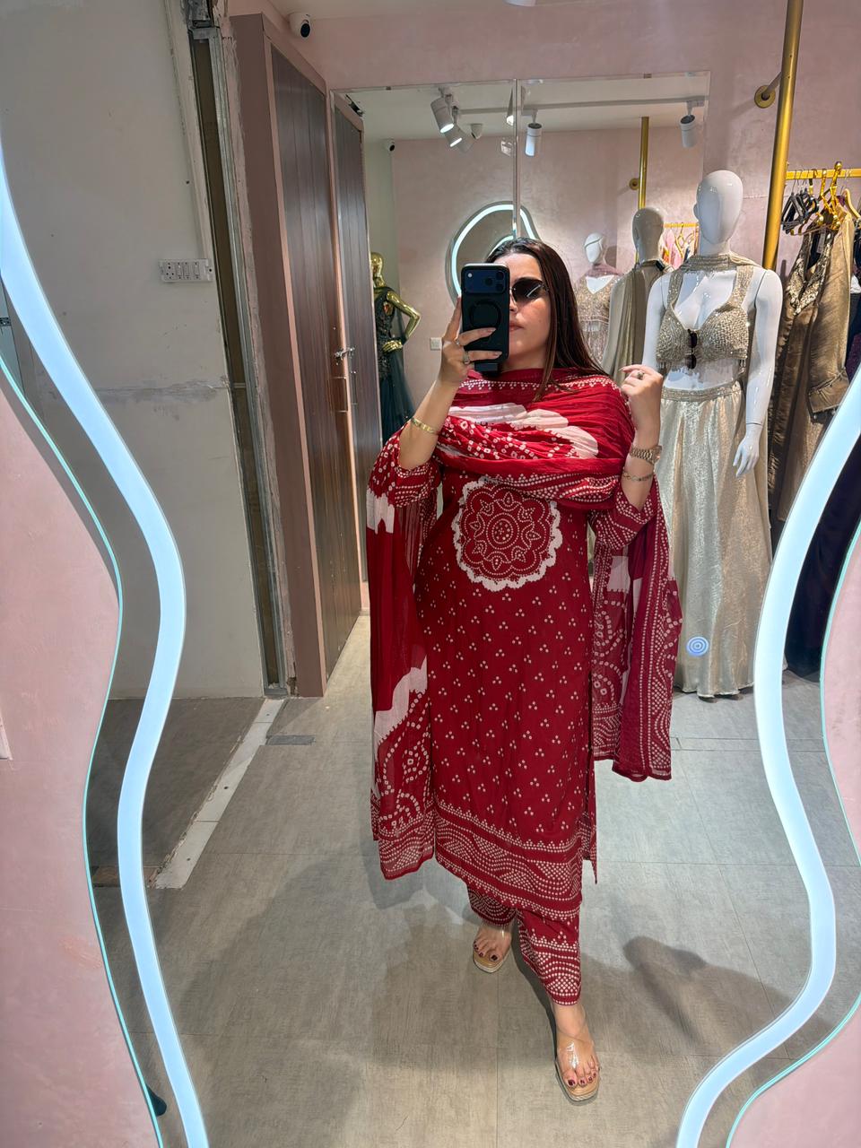 Ikachi Bandhani Grace Kurta Set