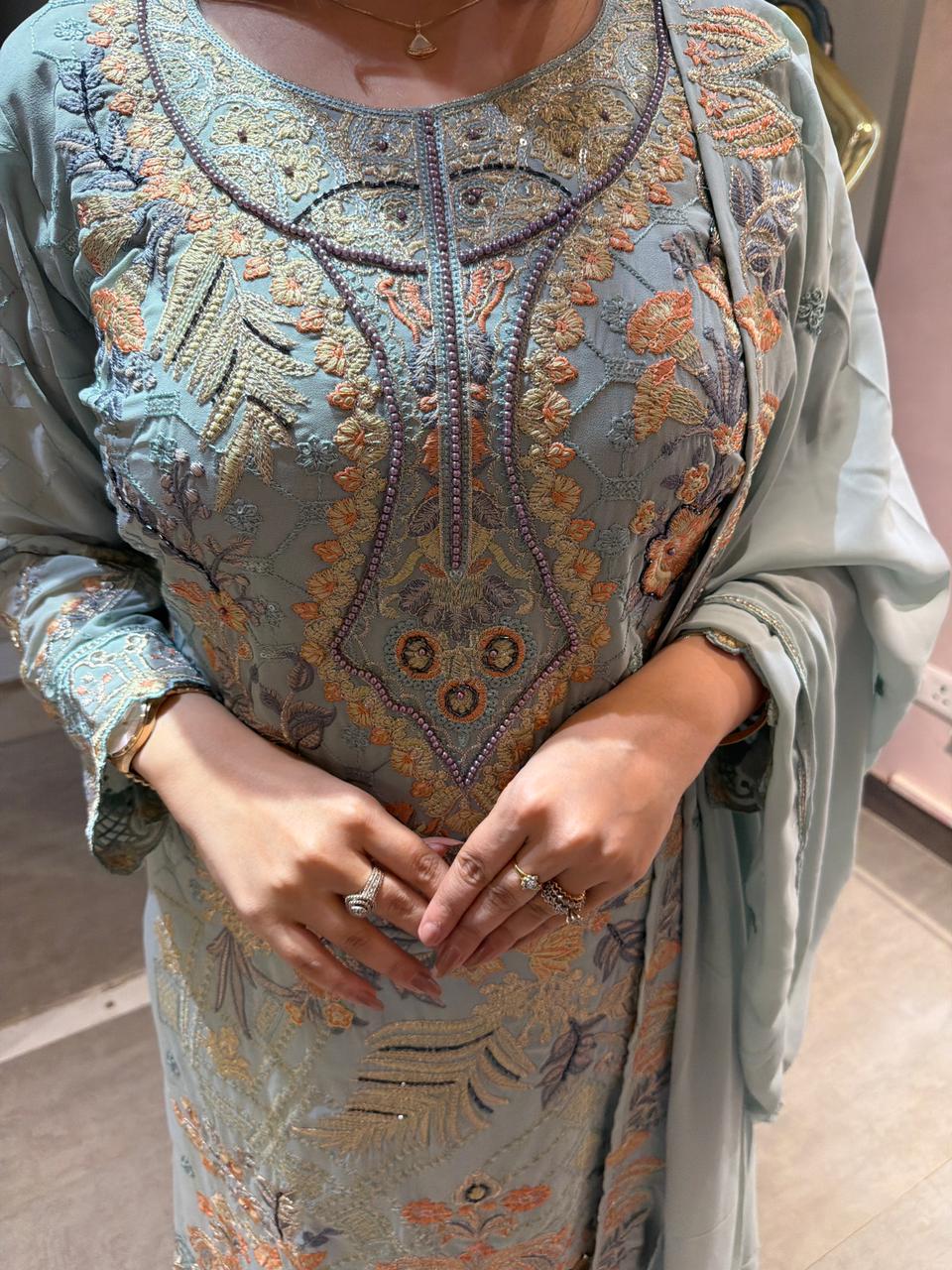 Zena Luxe Embroidered Suit Set