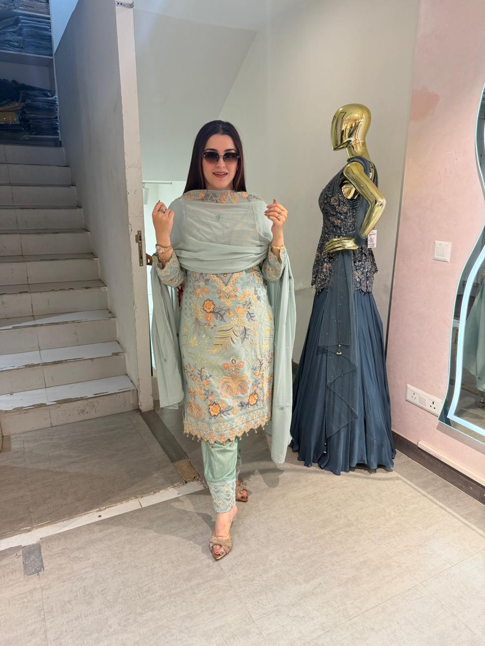 Zena Luxe Embroidered Suit Set