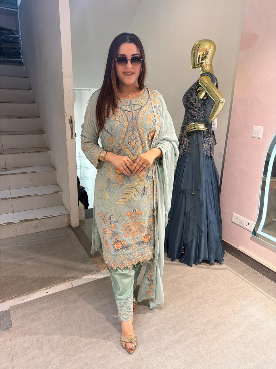 Zena Luxe Embroidered Suit Set