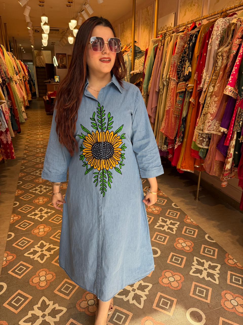 Sunflower Denim Dress