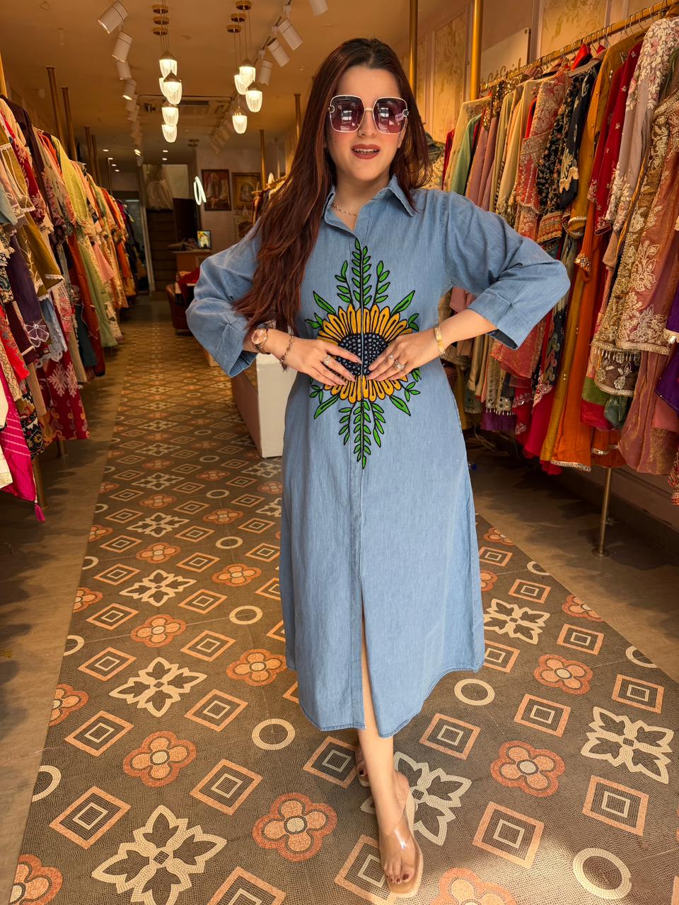 Sunflower Denim Dress