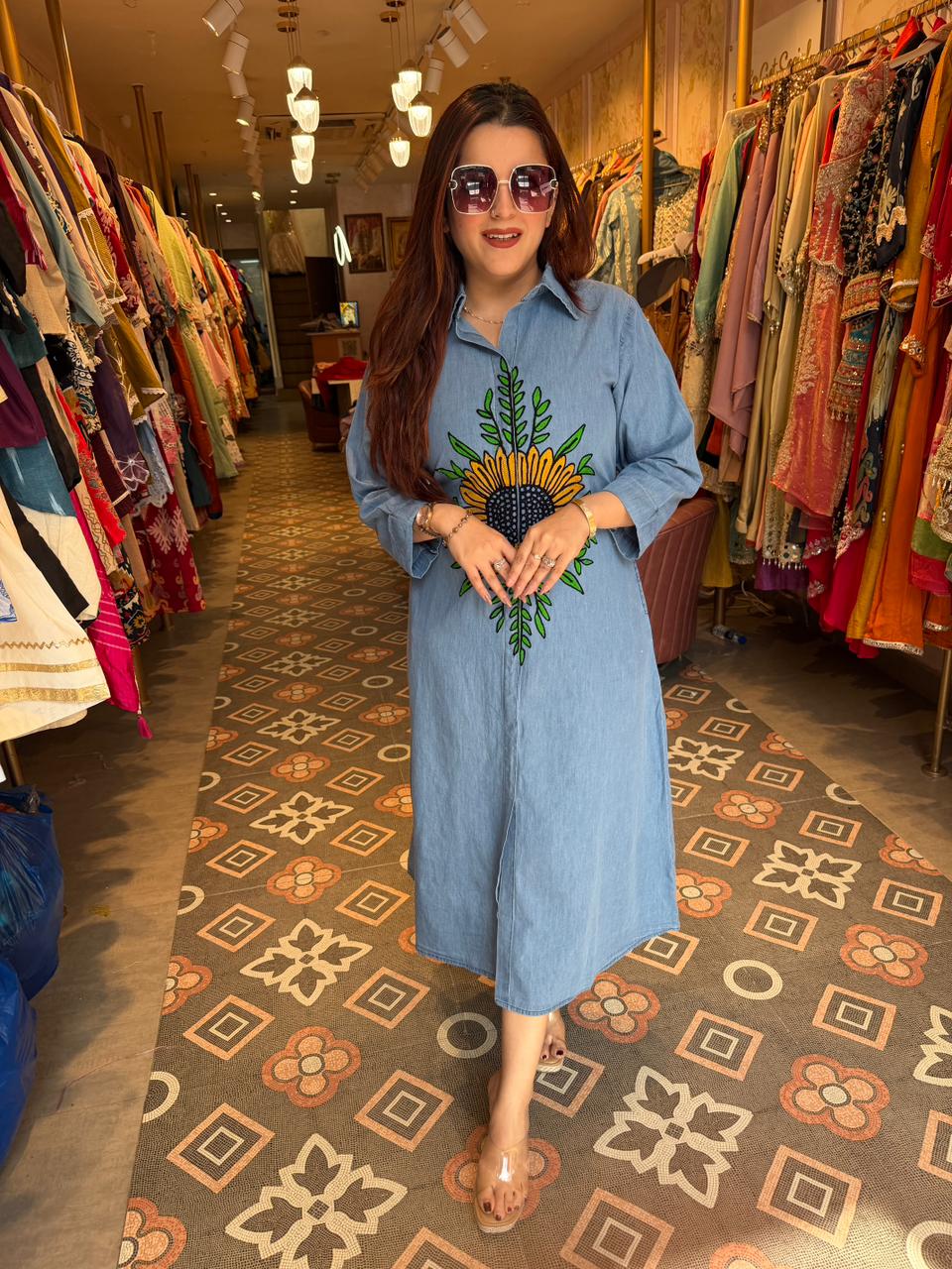 Sunflower Denim Dress