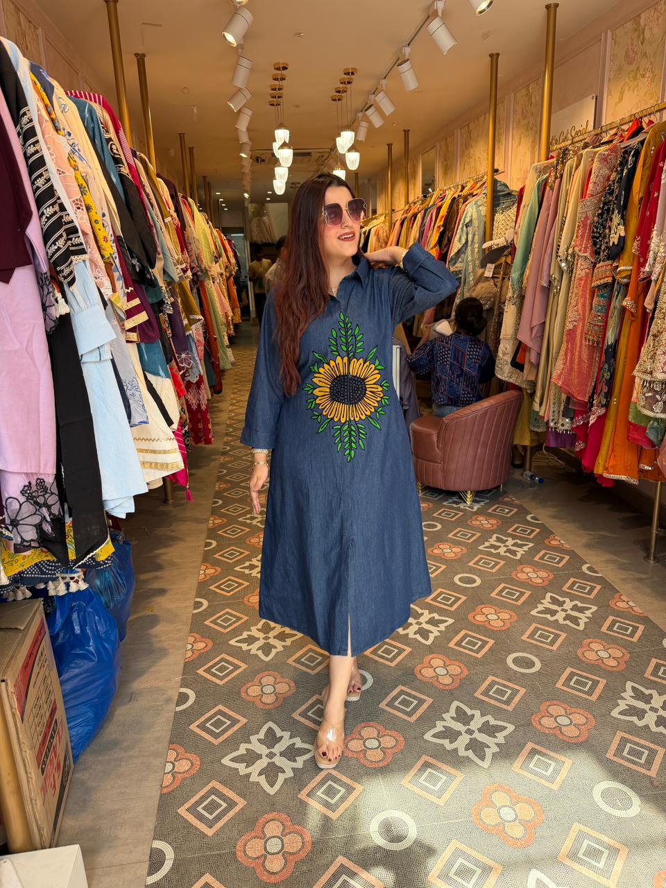 Sunflower Denim Dress