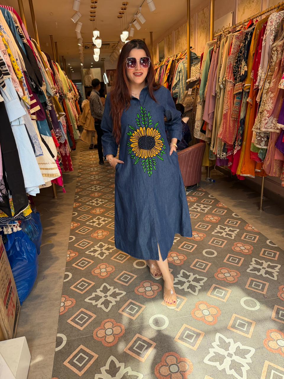 Sunflower Denim Dress