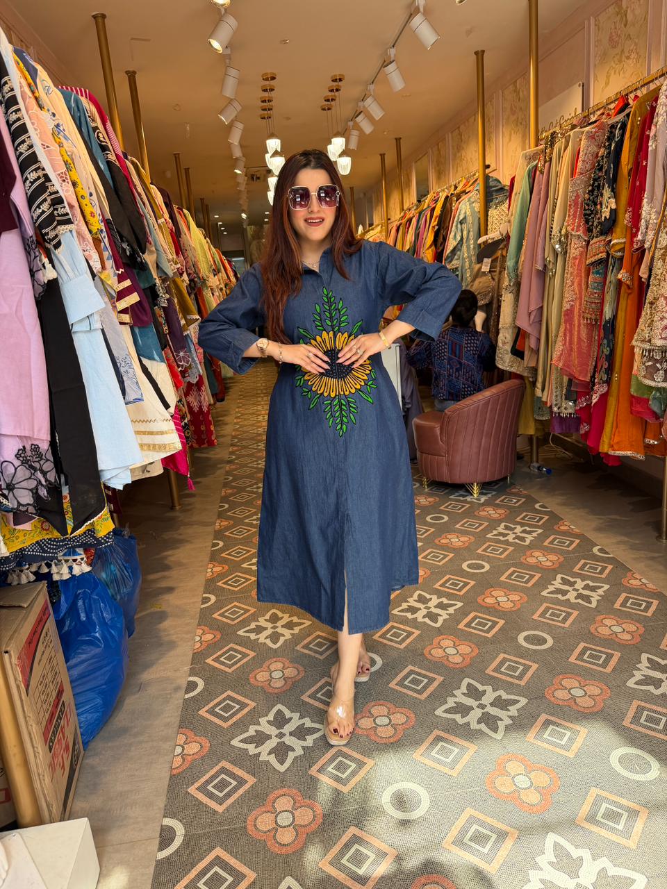 Sunflower Denim Dress