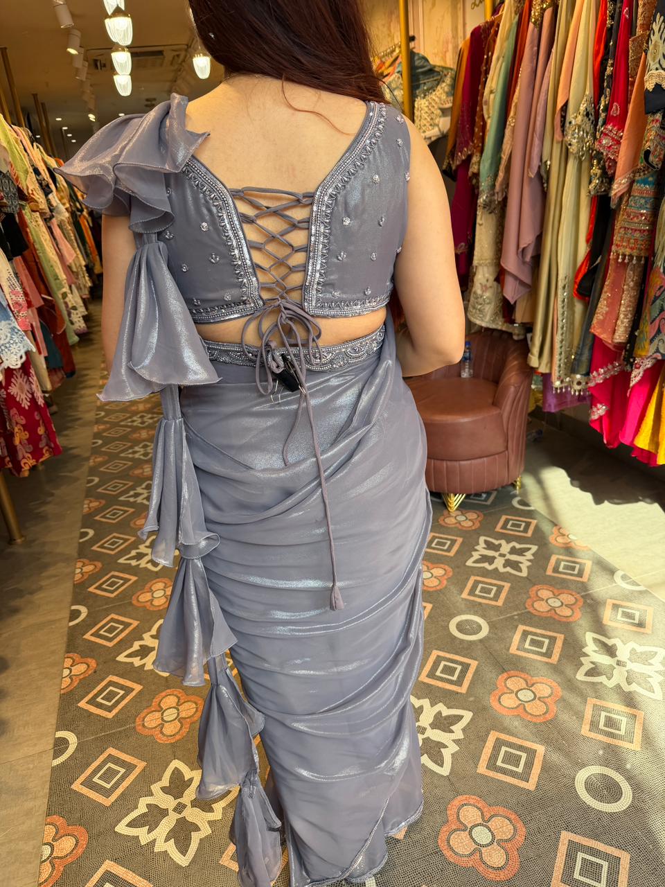 Moonlit  Hand-Embroidered skirt set