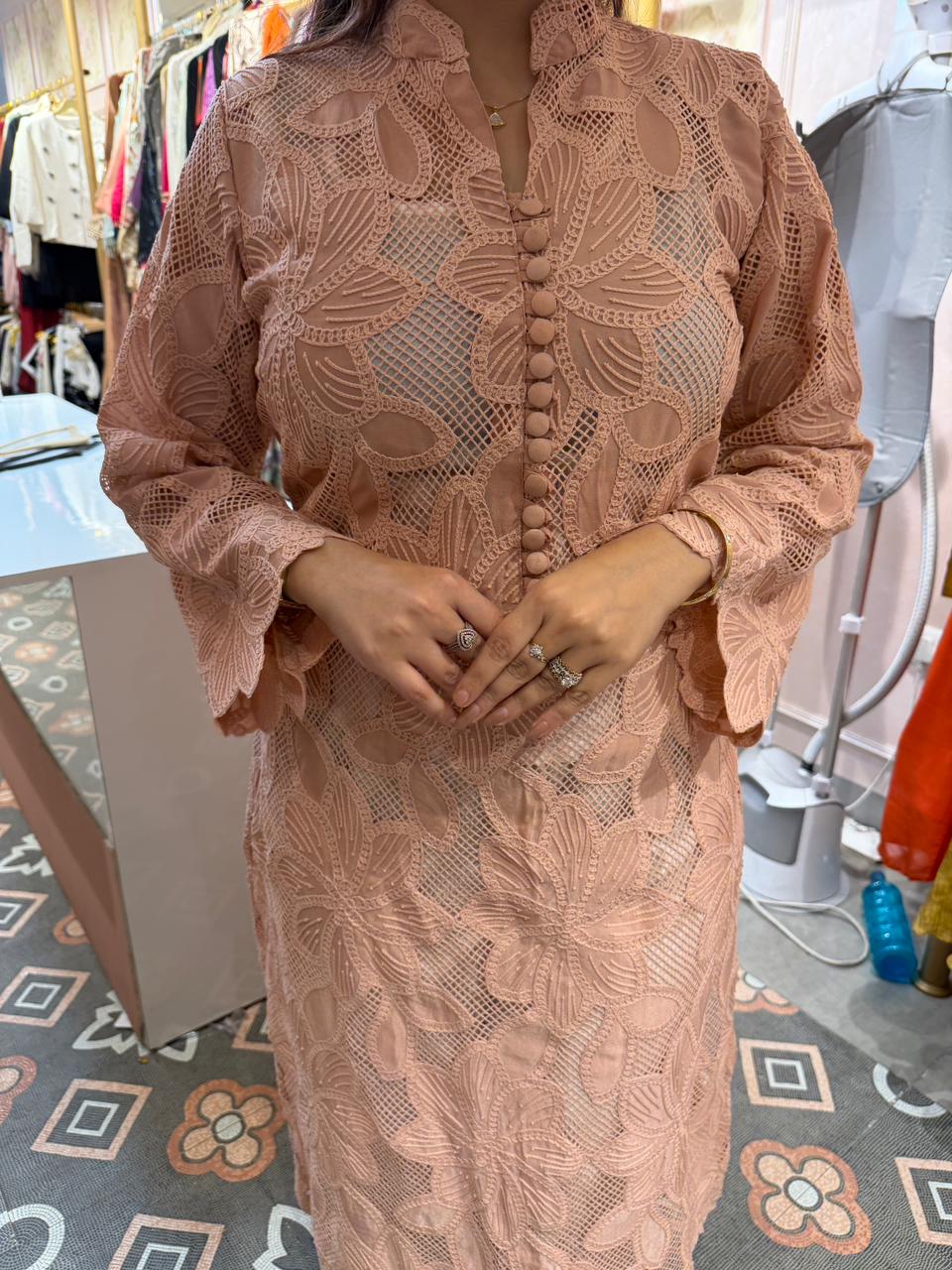 Cosmos Floral Crochet Kurta