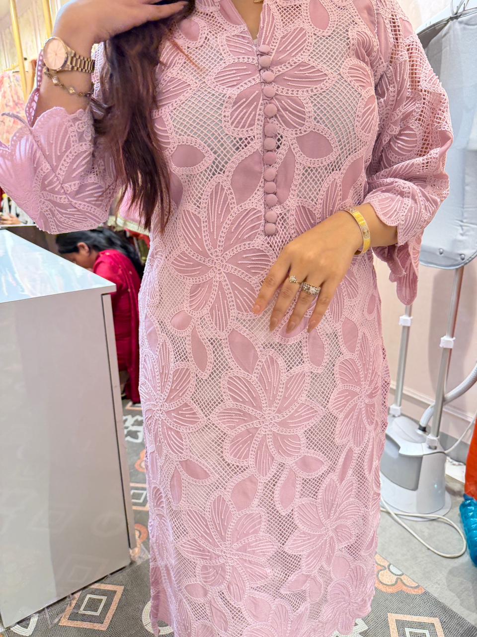 Cosmos Floral Crochet Kurta