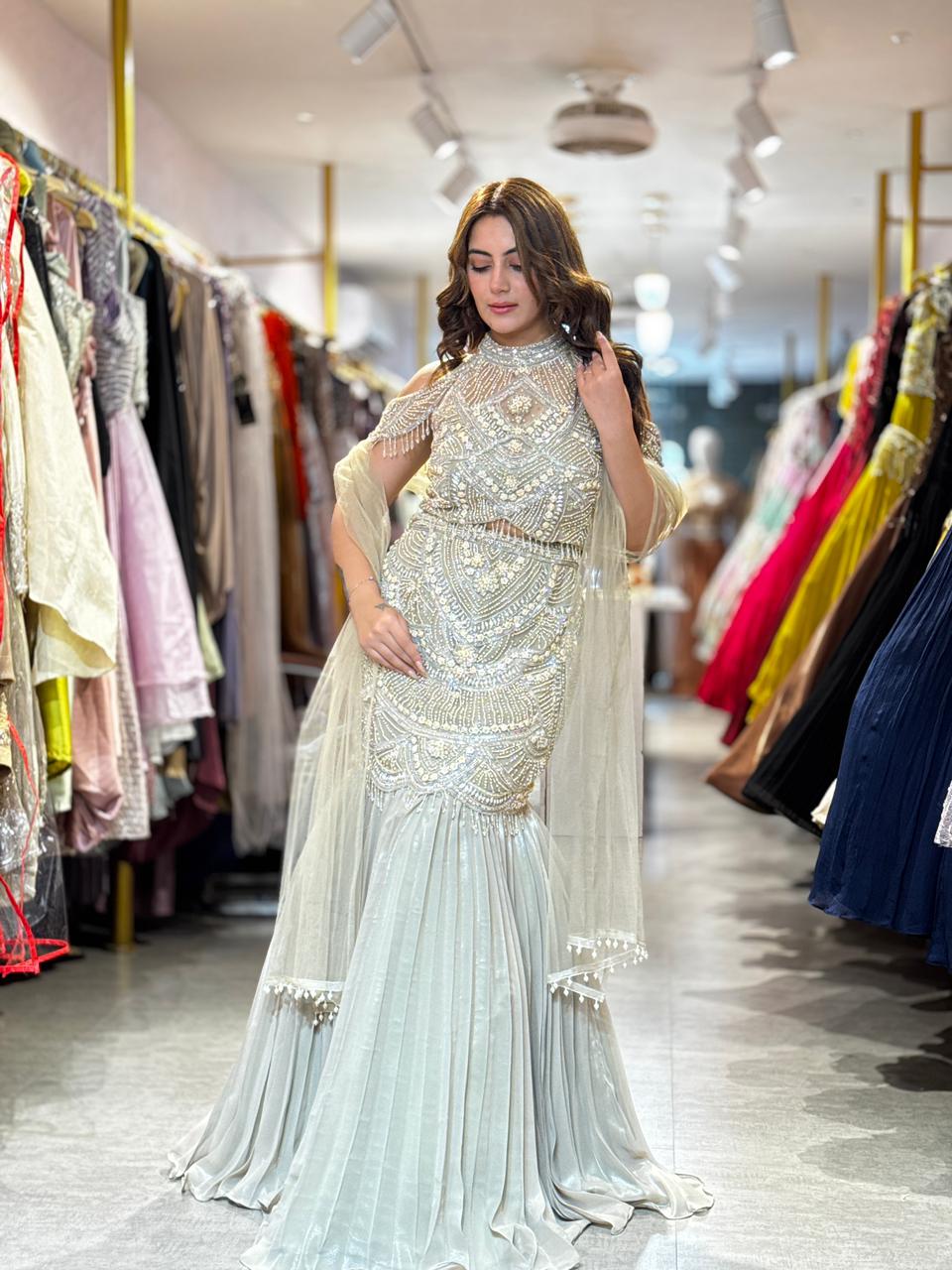 Pearl Embellished Mermaid Lehenga Set