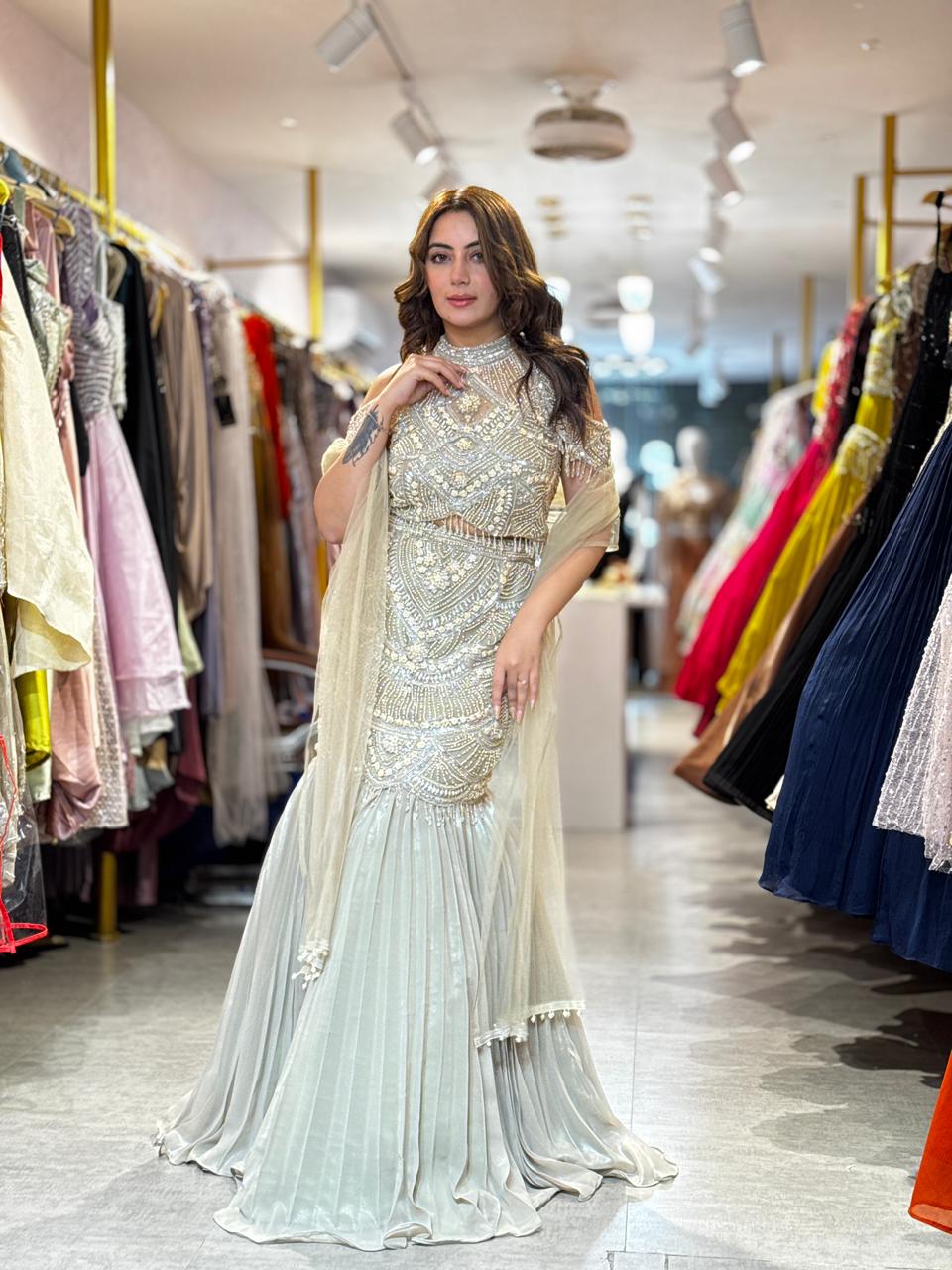 Pearl Embellished Mermaid Lehenga Set