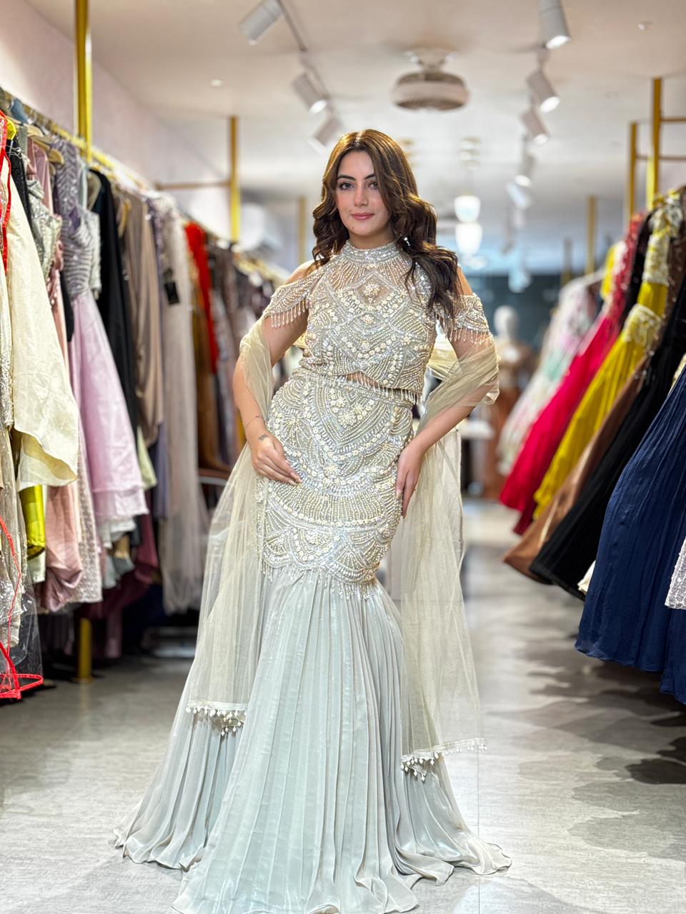 Pearl Embellished Mermaid Lehenga Set