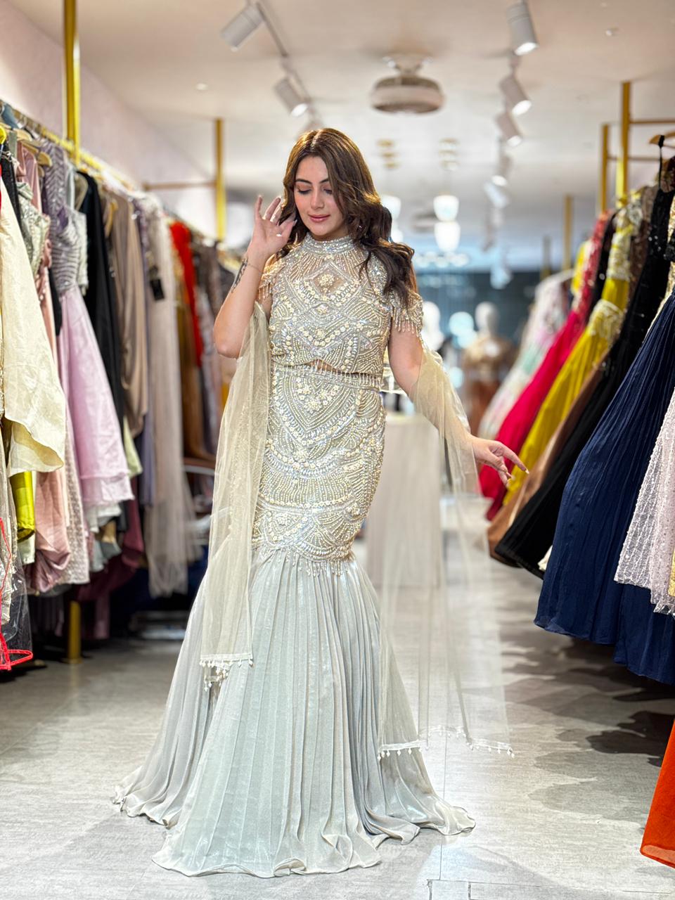 Pearl Embellished Mermaid Lehenga Set