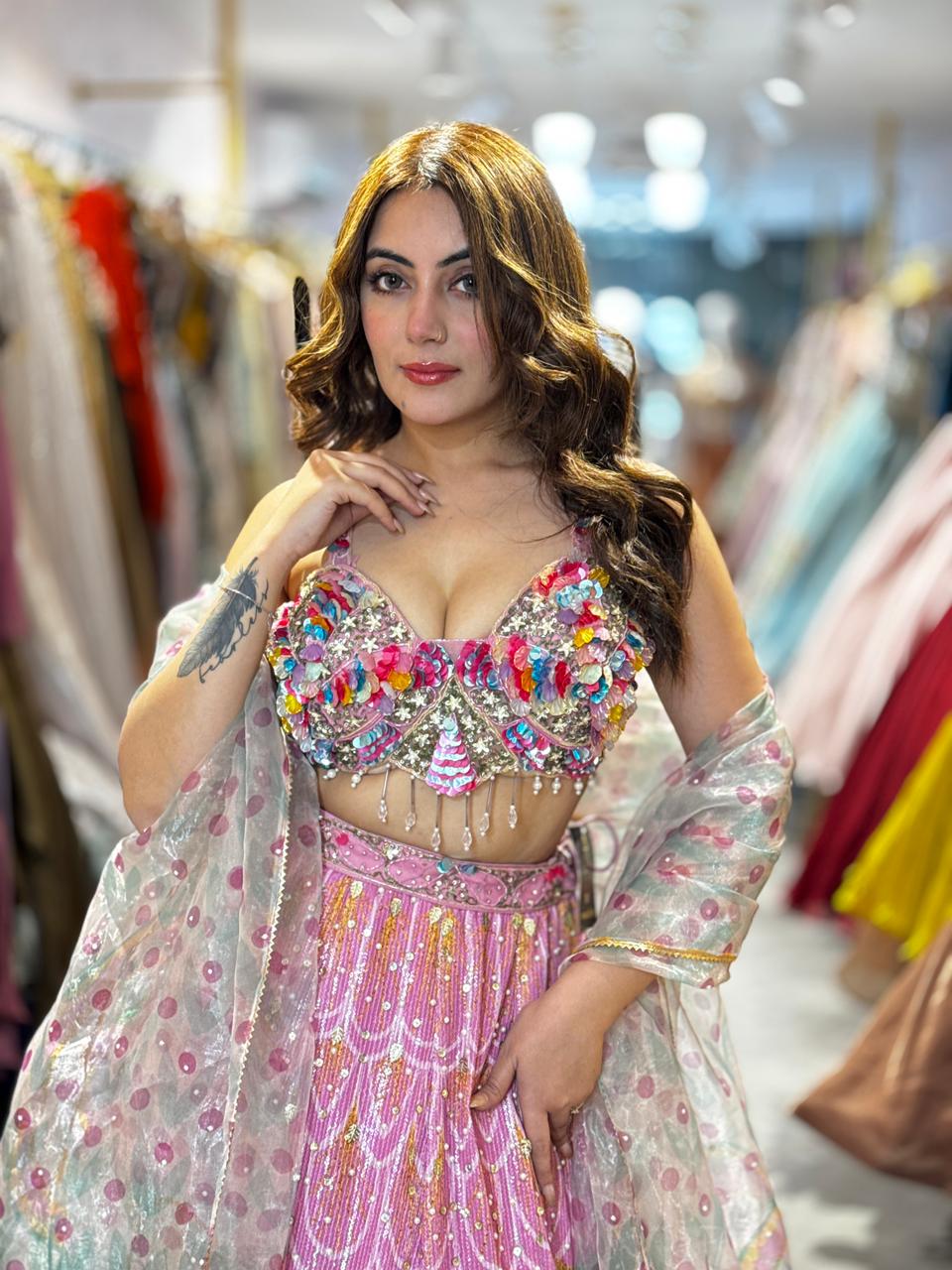 Candy Bloom Embroidered Lehenga Set