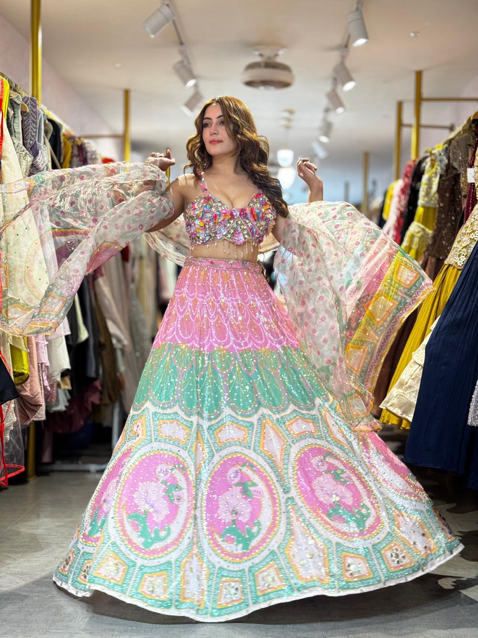 Candy Bloom Embroidered Lehenga Set