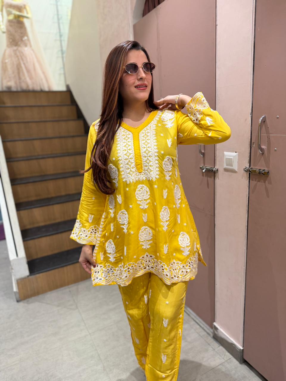 Sunshine Chikankari Co-ord Set