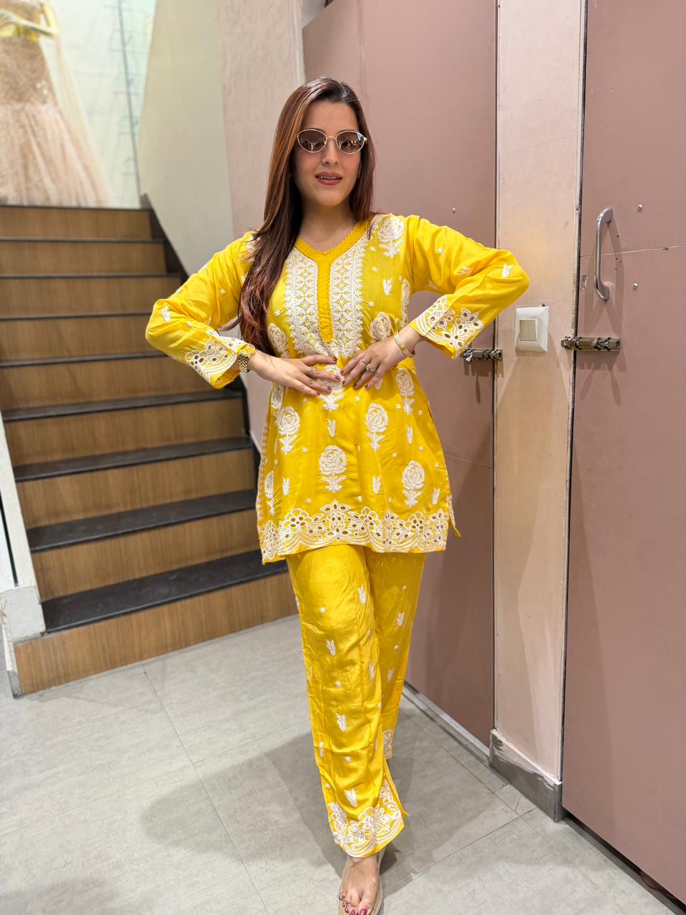 Sunshine Chikankari Co-ord Set