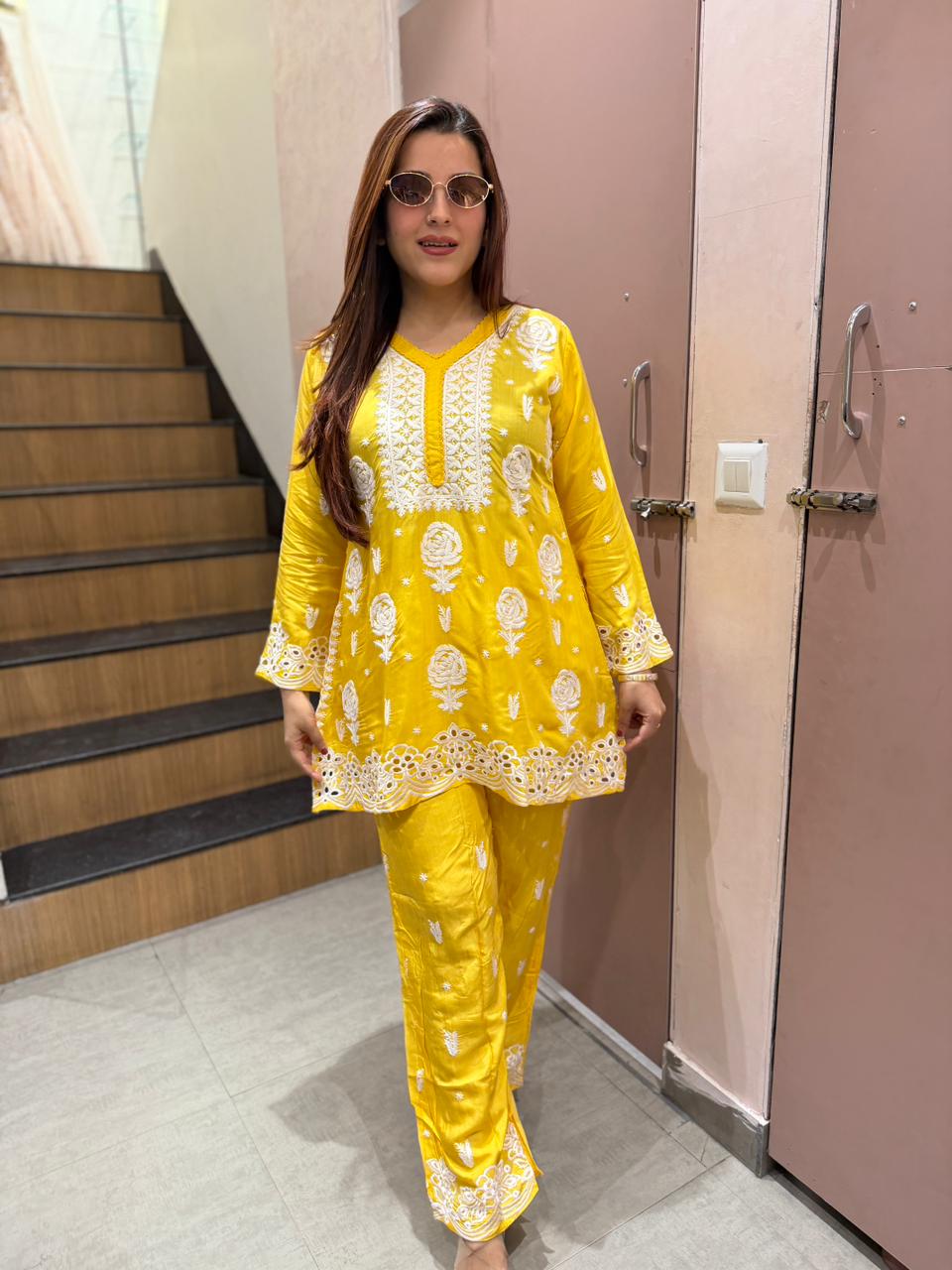 Sunshine Chikankari Co-ord Set