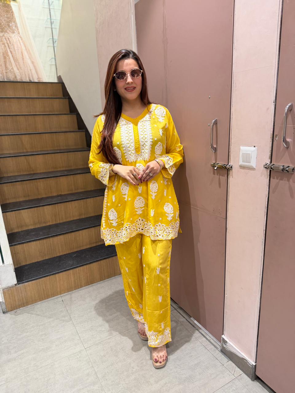Sunshine Chikankari Co-ord Set