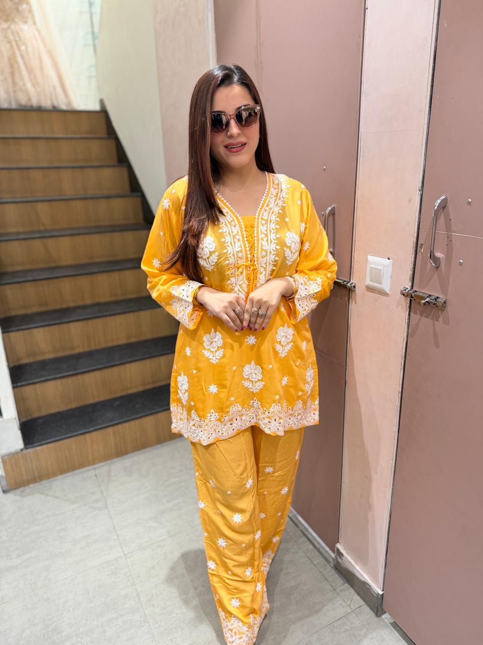 Sunshine Chikankari Co-ord Set