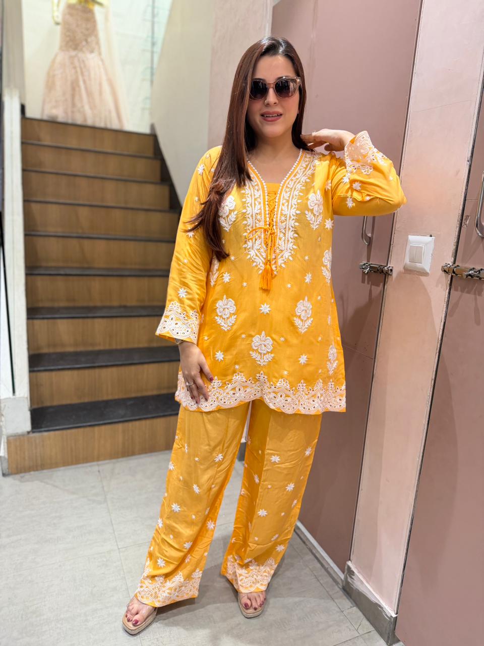 Sunshine Chikankari Co-ord Set