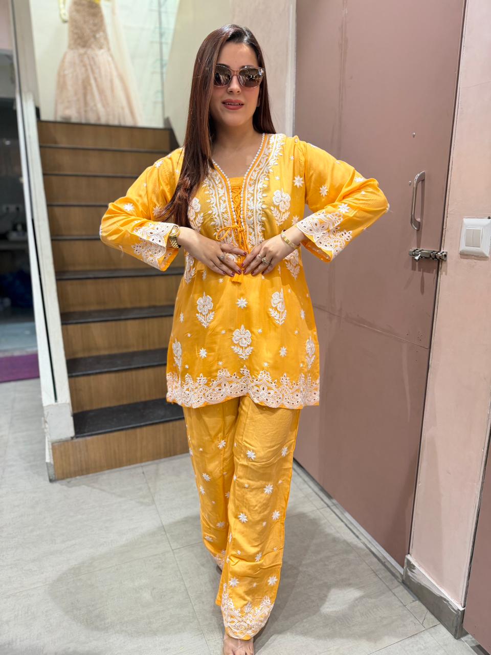 Sunshine Chikankari Co-ord Set