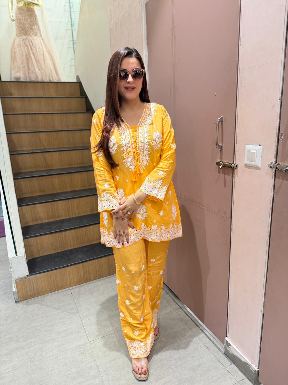 Sunshine Chikankari Co-ord Set