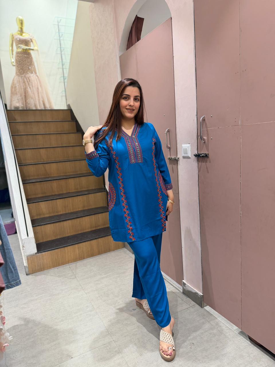 Teny Embroidered Cord Set