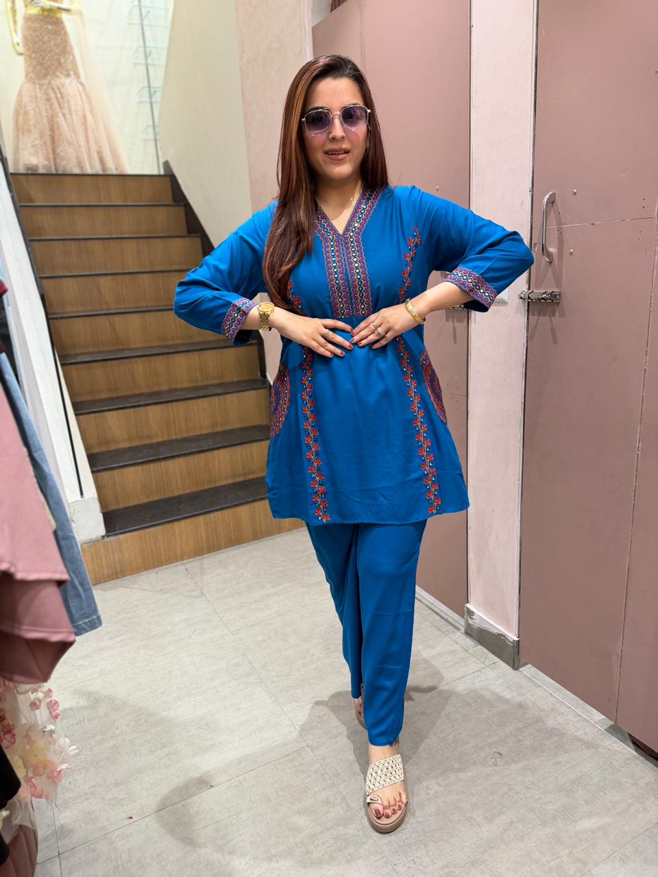 Teny Embroidered Cord Set