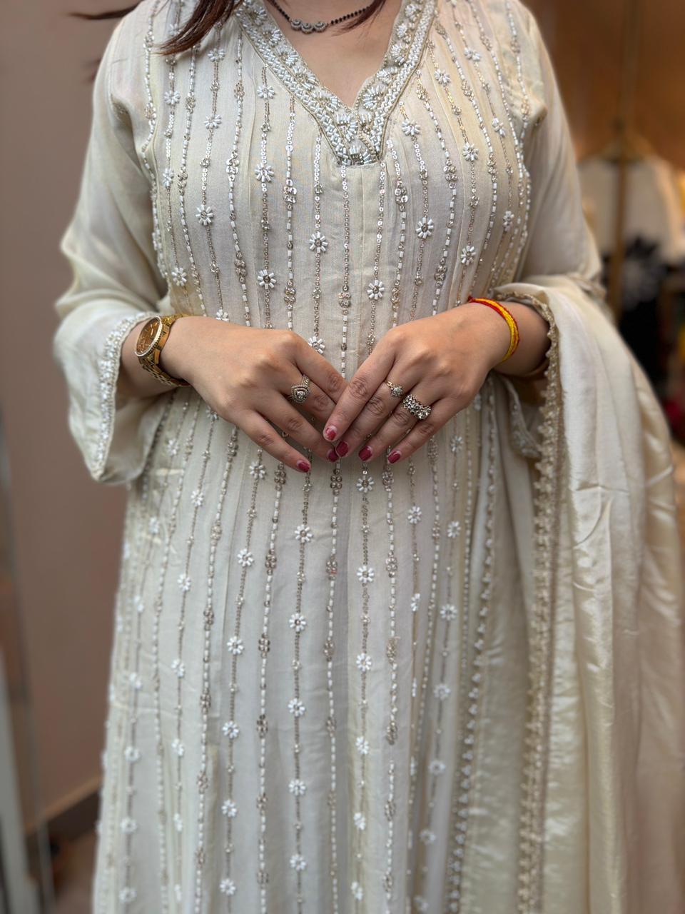 Iva Pearl Embroidered Anarkali  Set
