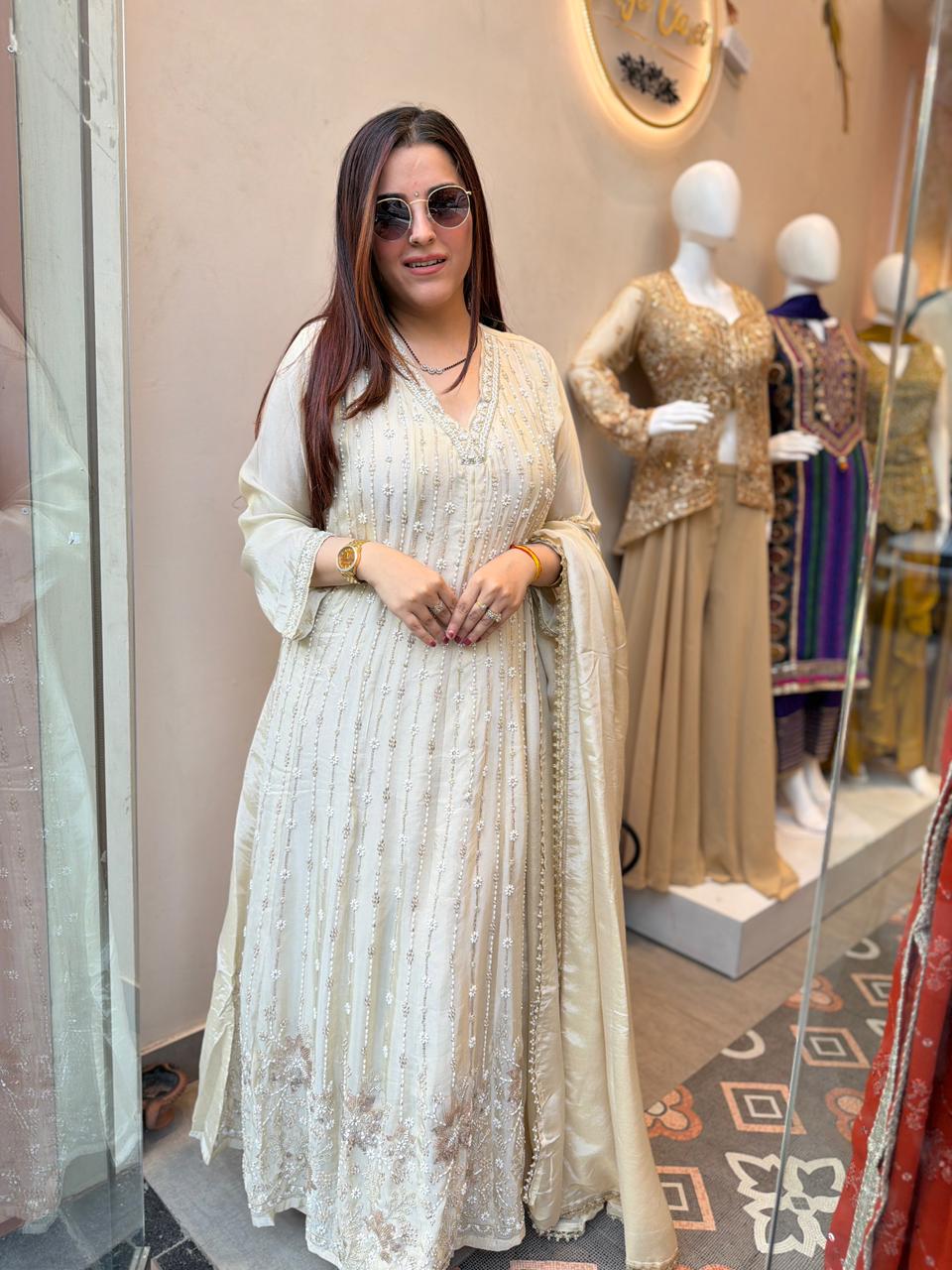 Iva Pearl Embroidered Anarkali  Set