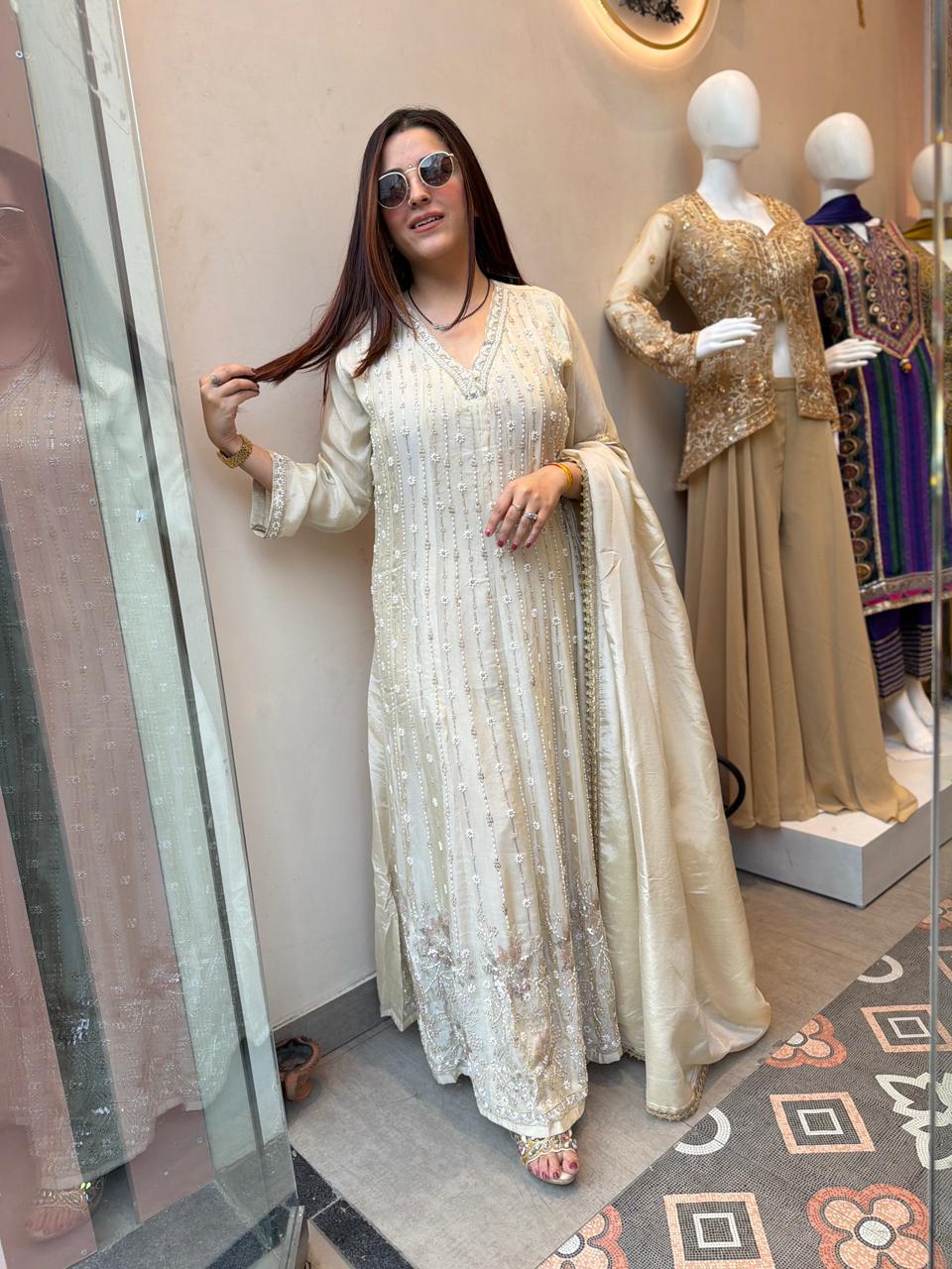 Iva Pearl Embroidered Anarkali  Set