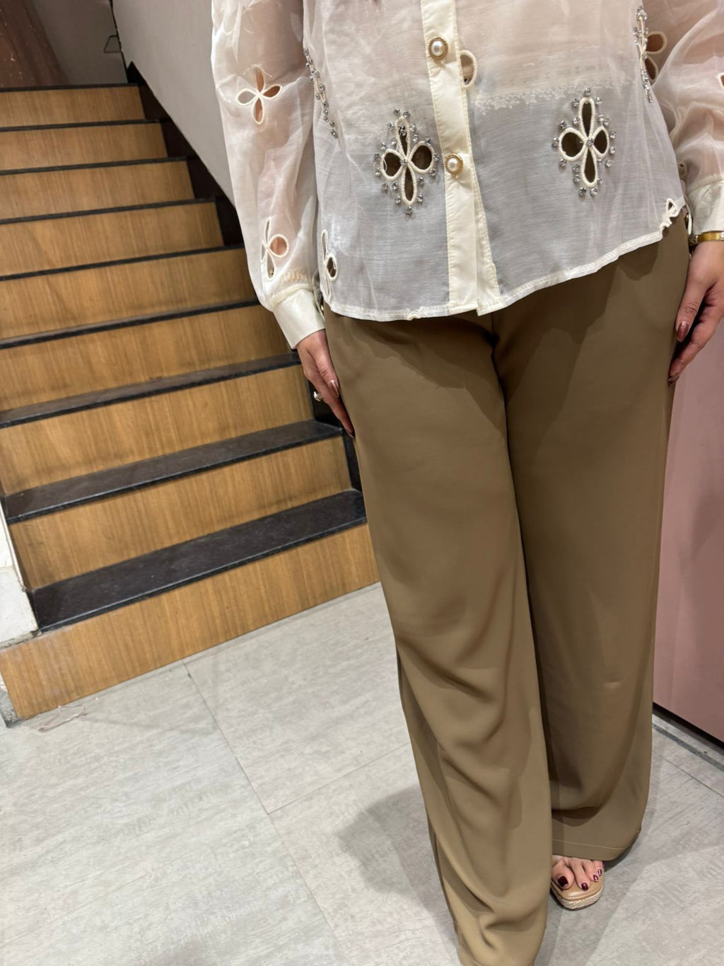 channel High-Waist Wide Leg Pants