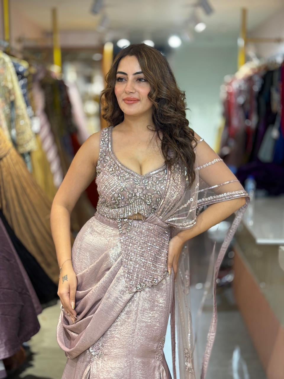 Pufferfish Draped Luxe Lehenga  Set