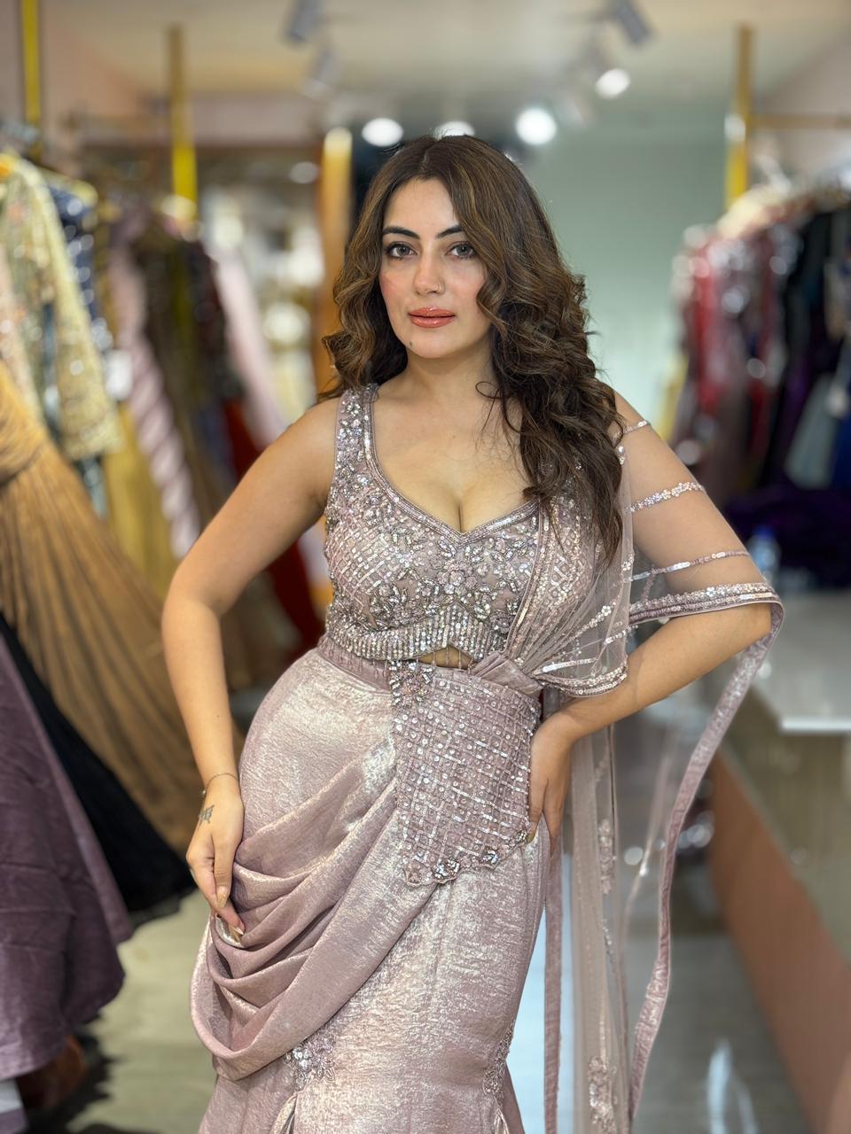 Pufferfish Draped Luxe Lehenga  Set